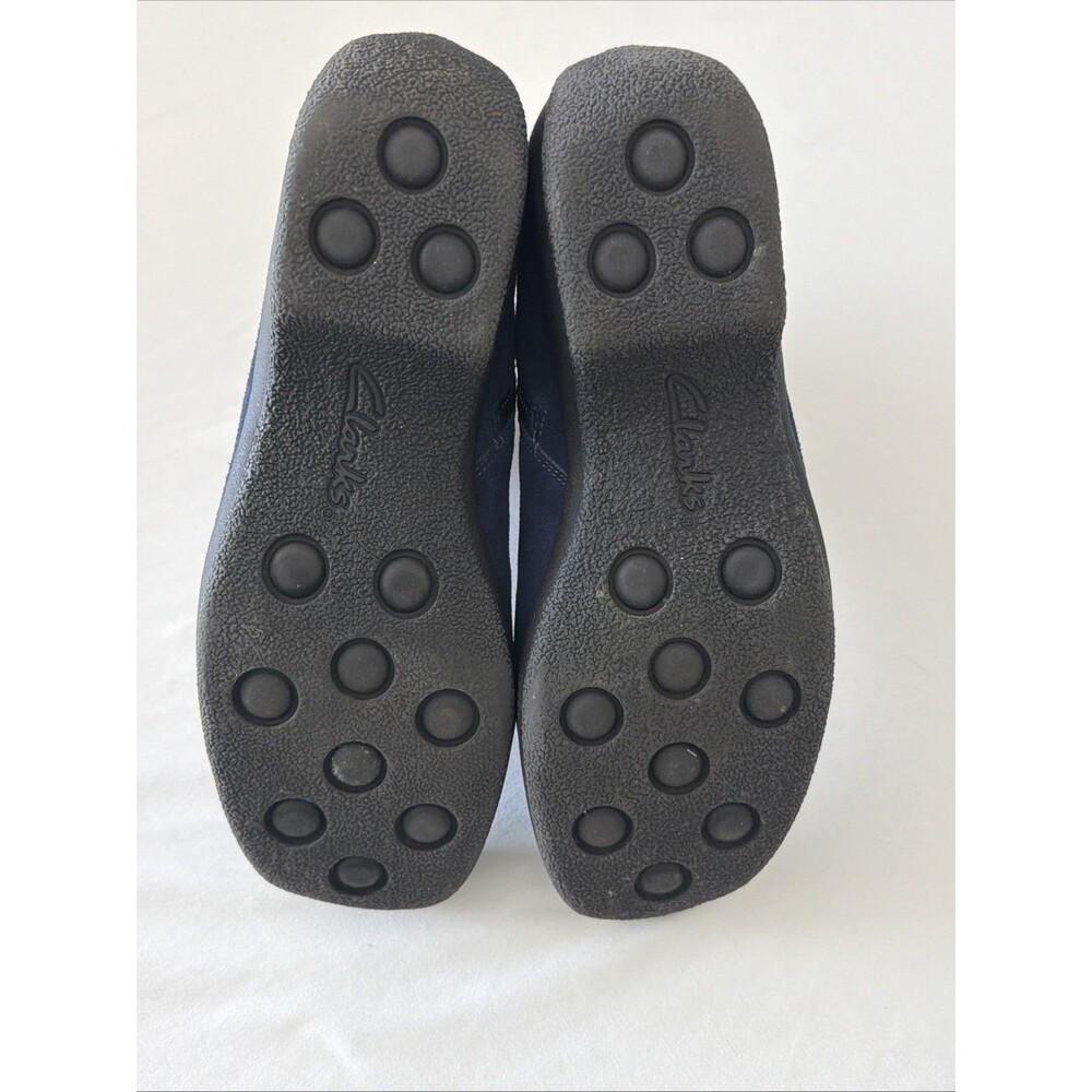 Clarks Suede Square Toe Ankle Boots Ashlyn Zip Up Women's Sz 7.5 M Navy Blue EUC - Picture 7 of 9